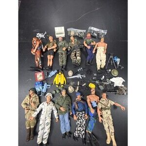 Vintage Lot Of 12 Hasbro G.I. Joe Actions Figures With Accessories